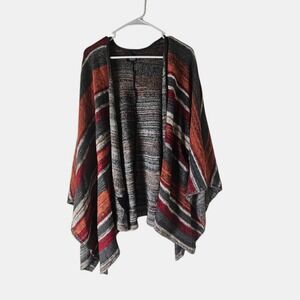 Volcom Poncho Open Sweater Womens Multicolor Striped‎ One Size Fits Most